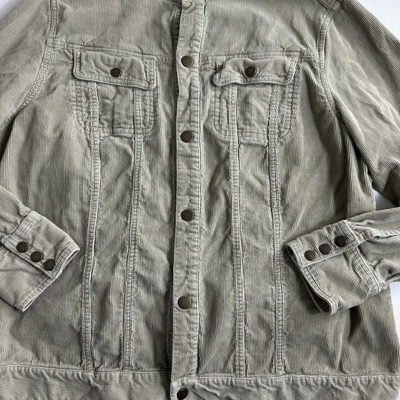 Vintage Tommy Hilfiger Woman Corduroy Trucker Jacket 2X Tan Cotton‎ Band Collar - Picture 3 of 12
